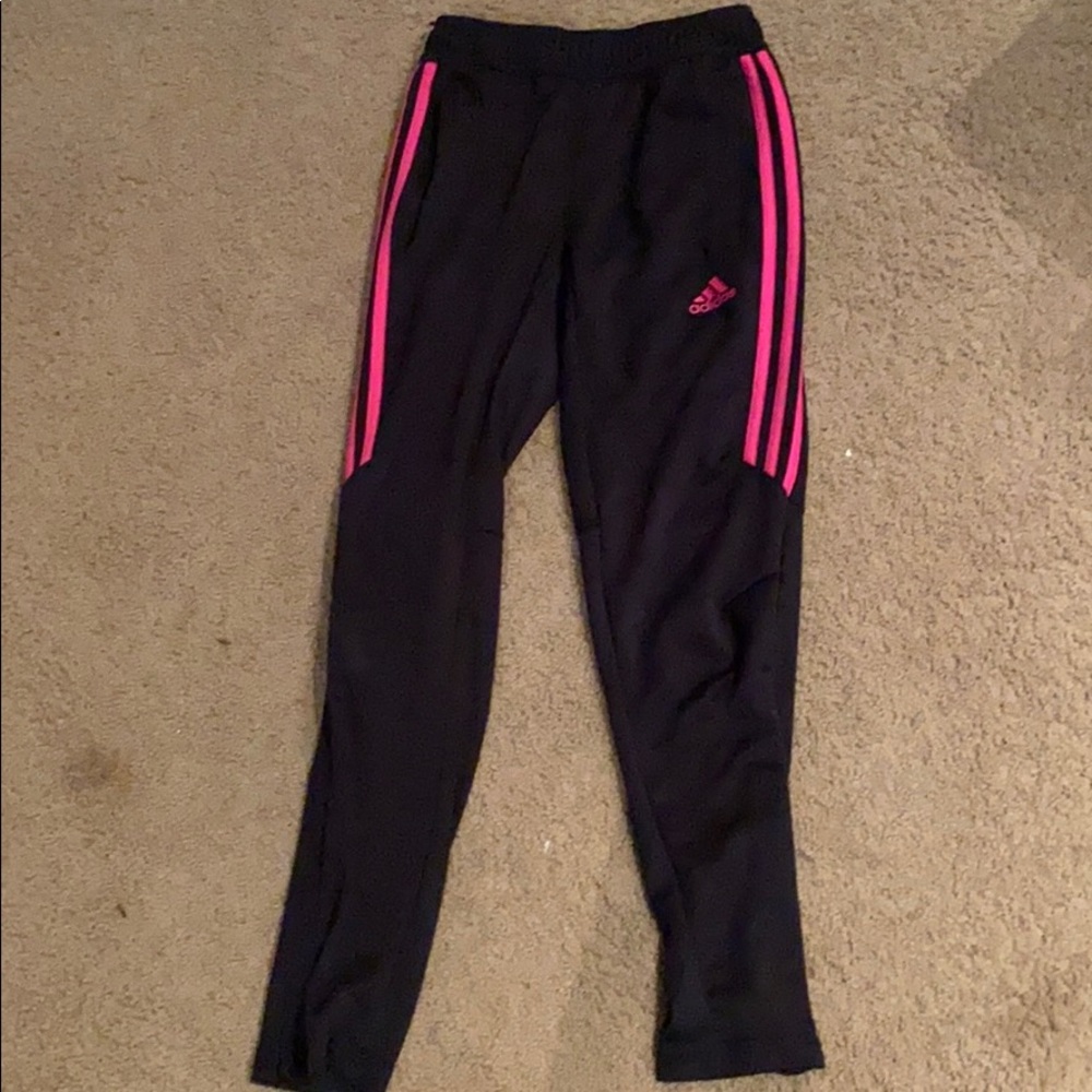 adidas sweatpants with pink stripes!